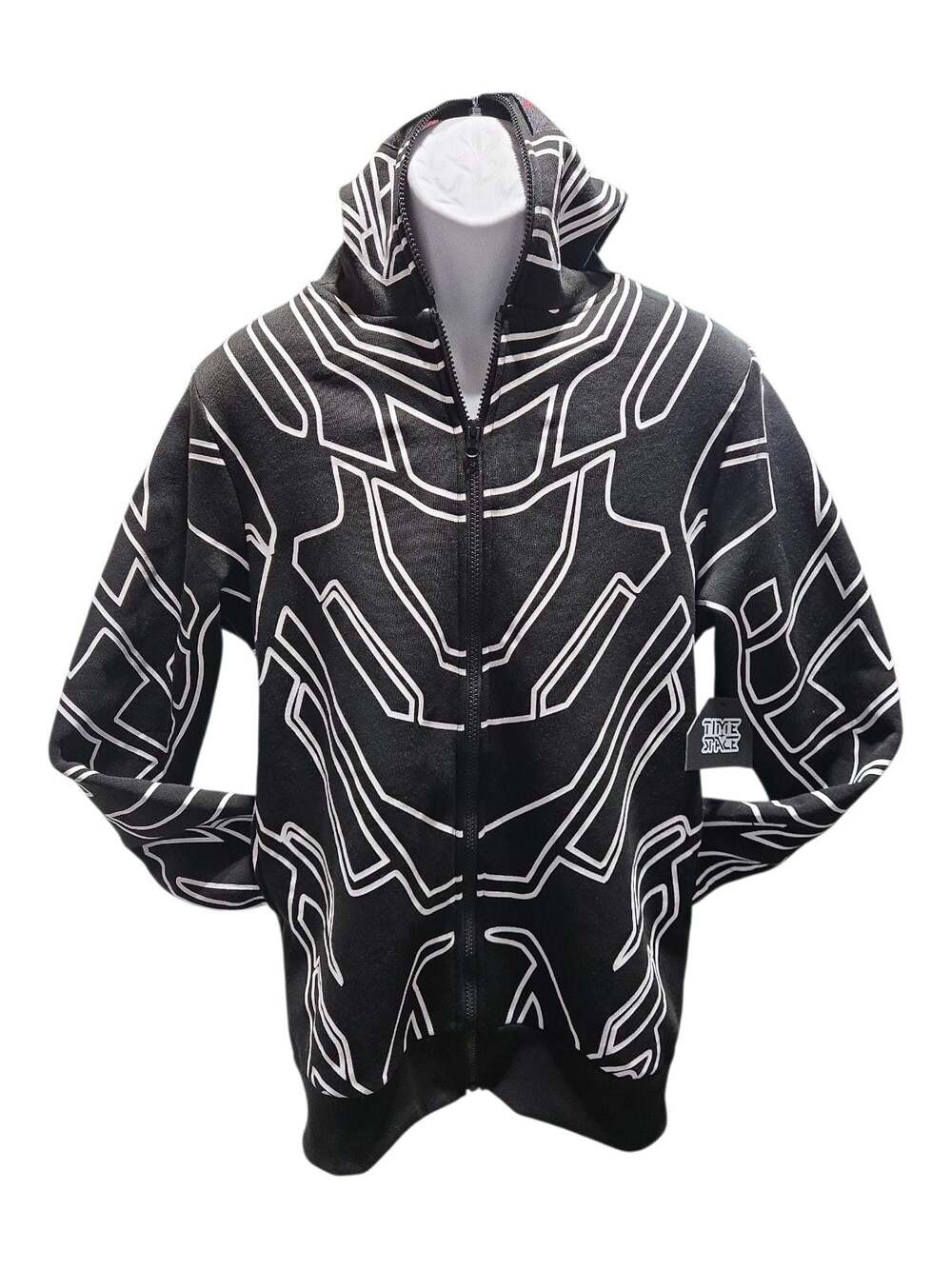 Time Space Black Panther Style Full Face Zip-Up Cosplay Hoodie Men's Size Small